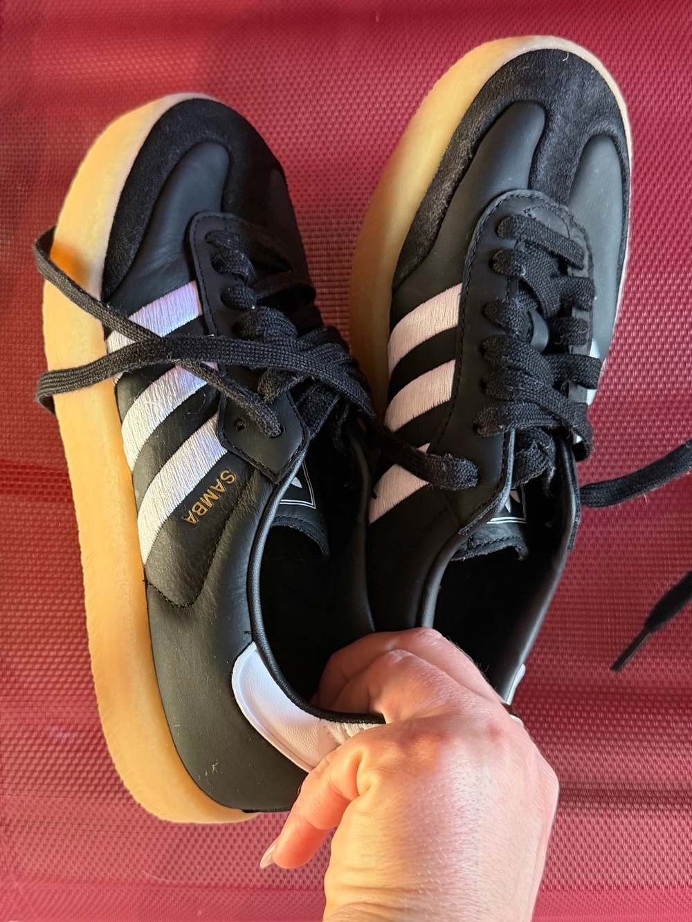 adidas Women’s Black White Platform Sambas
